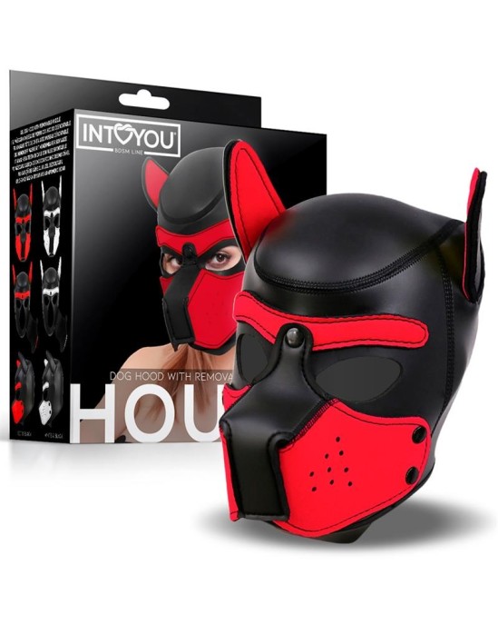 Intoyou Bdsm Line Hound Dog Hound with Removable Muzzle Neoprene Black/Red One Size