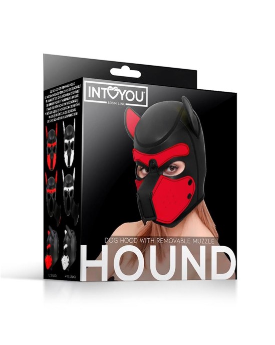 Intoyou Bdsm Line Hound Dog Hound with Removable Muzzle Neoprene Black/Red One Size