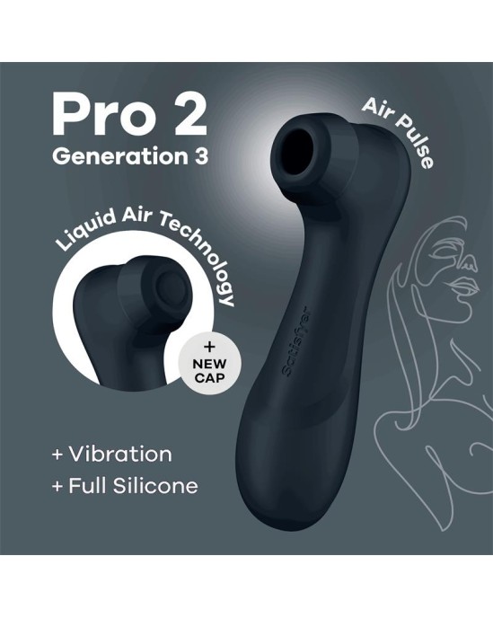 Satisfyer Pro 2 Gener 3 Liquid Air Technology sūkšanas un vibrācijas melns