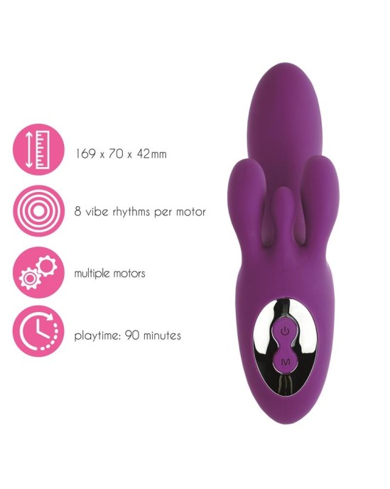 Feelztoys TriVibe G-punkta vibrators ar klitora un kaunuma lūpu stimulāciju purpl