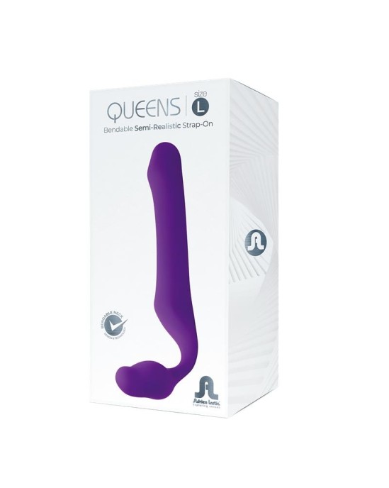 Adrien Lastic Queens L Strapless Strap-On Dildo Izmērs L Silikona tumši violets