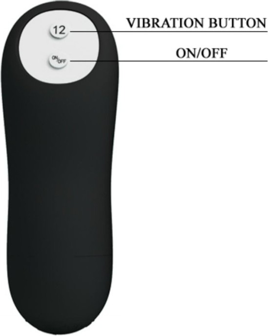 Pretty Love Bottom PRETTY LOVE SILIKONA ANĀLĀS PLŪZES DZIMKLĒJA FORMA UN 12 VIBRĀCIJAS REŽĪMI - MELNS