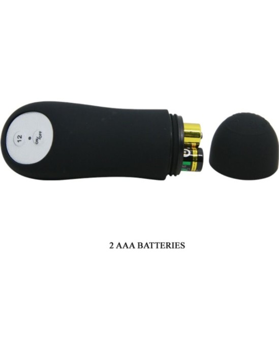 Pretty Love Bottom PRETTY LOVE SILIKONA ANĀLĀS PLŪZES DZIMKLĒJA FORMA UN 12 VIBRĀCIJAS REŽĪMI - MELNS