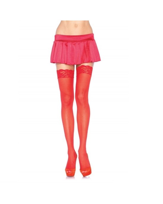 Leg Avenue Hosiery LEG AVENUE RED TIGHTS WITH LACE TOP