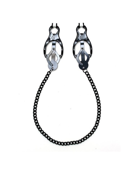 Bondage Play Adjustable nipple clamps butterfly style with black chain