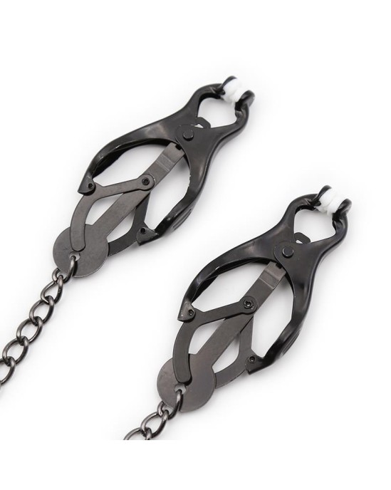 Latetobed Bdsm Line Japanese Nipple Clamps with Chain Black