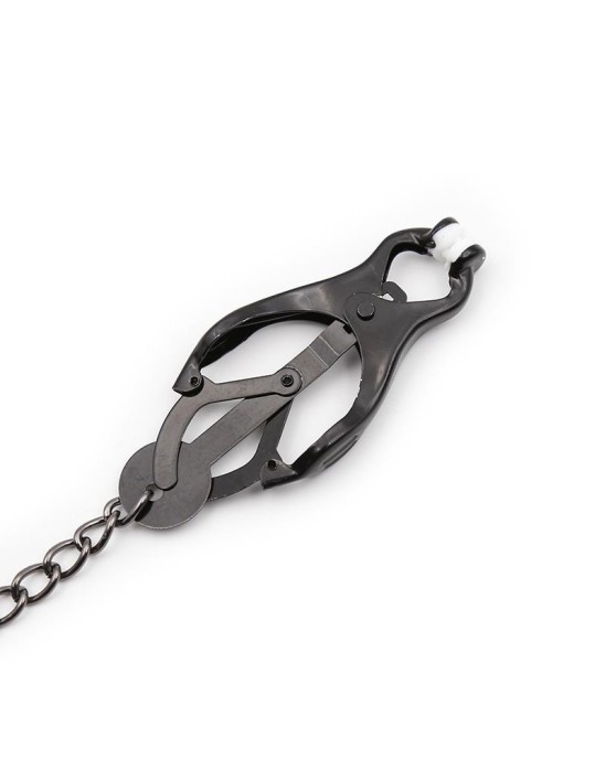 Latetobed Bdsm Line Japanese Nipple Clamps with Chain Black