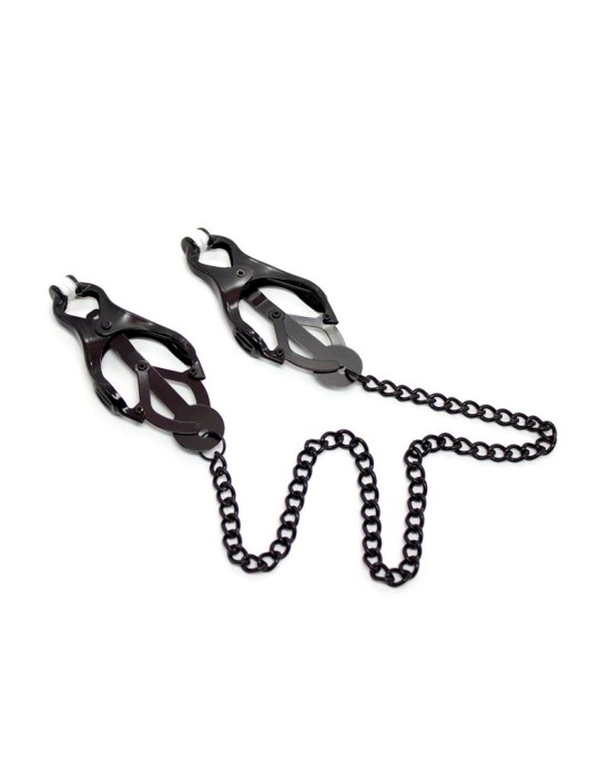 Latetobed Bdsm Line Japanese Nipple Clamps with Chain Black