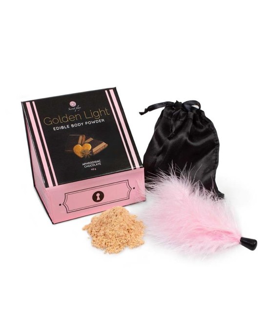 Secret Play 100% ēdamā pulvera komplekts un spalvu šokolādes, kanēļa un ingvera aromāts