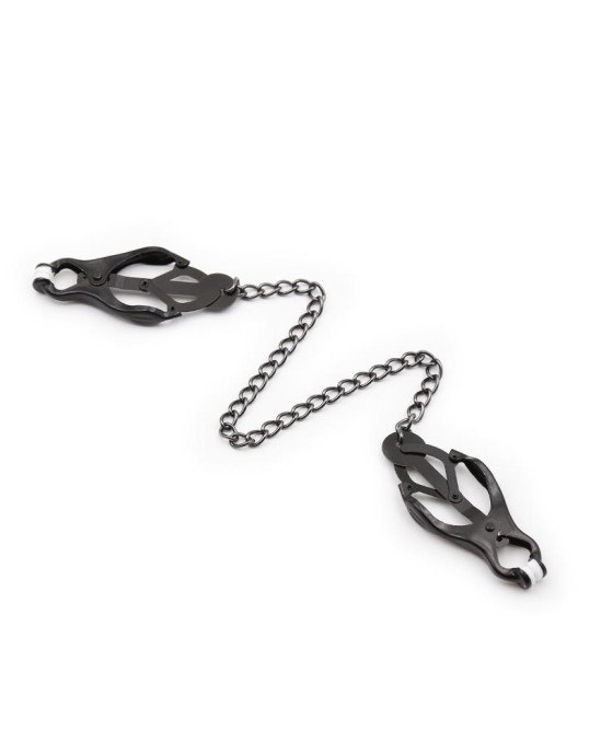 Latetobed Bdsm Line Japanese Nipple Clamps with Chain Black