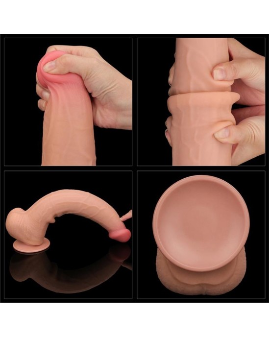 Lovetoy Dildo divslāņu bīdāmā āda 13.5
