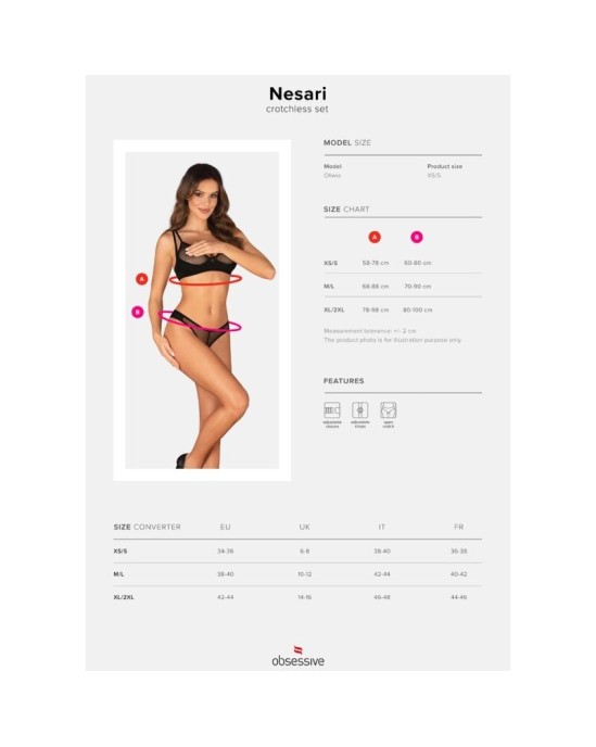 Obsessive Sets OBSESSIVE - NESARI SET TWO PIECES CROTCHLESS XL/XXL