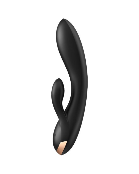 Satisfyer Connect APMIERINĀTĀKA DOUBLE FLEX VIBRATORA LIETOTNE — MELNA