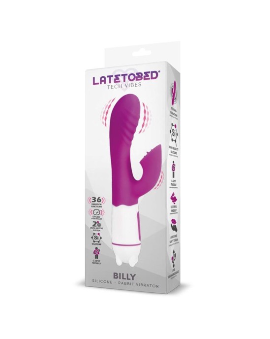 Latetobed Billy USB Vibrator 36 Functions Silikona Purple