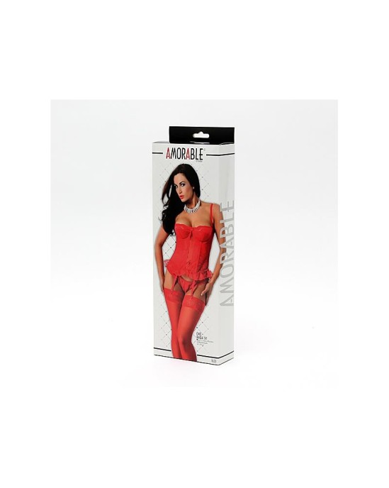 Amorable Rimba Basque and Stockings Red