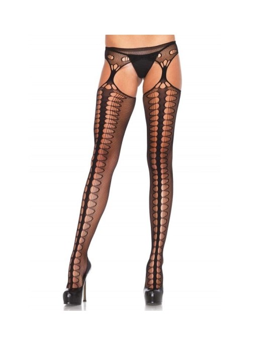 Leg Avenue Hosiery LEG AVENUE TIGHTS WITH GARTER EXCLUSIVE BLACK