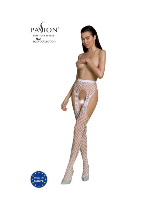 Passion Woman Garter & Stock PASSION - EKO KOLEKCIJA BODYSTOCKING ECO S003 WHITE