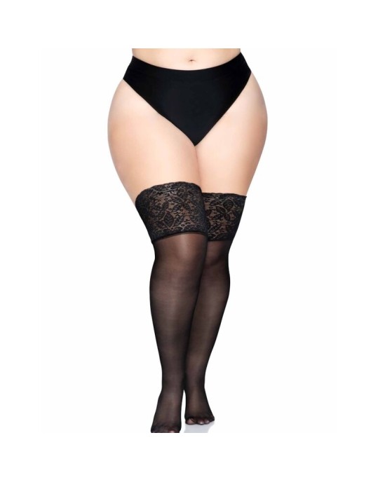 Leg Avenue Hosiery LEG AVENUE STAY UPS SHEER HIGH HIGH PLUS SIZE
