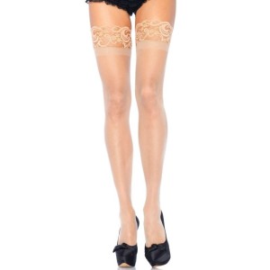 Leg Avenue Hosiery LEG AVENUE PLUS SIZE SHEER STAY UP'S BEIGE PLUS SIZE