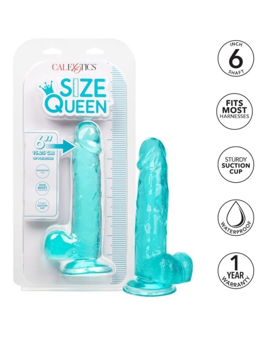 California Exotics CALEX IZMĒRS QUEEN DILDO - ZILS 15,3 CM