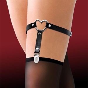 Cinderella Garter with Heart Vegan Leather One Size