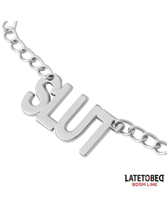 Latetobed Bdsm Line Nipple clamps with Chain - Slut