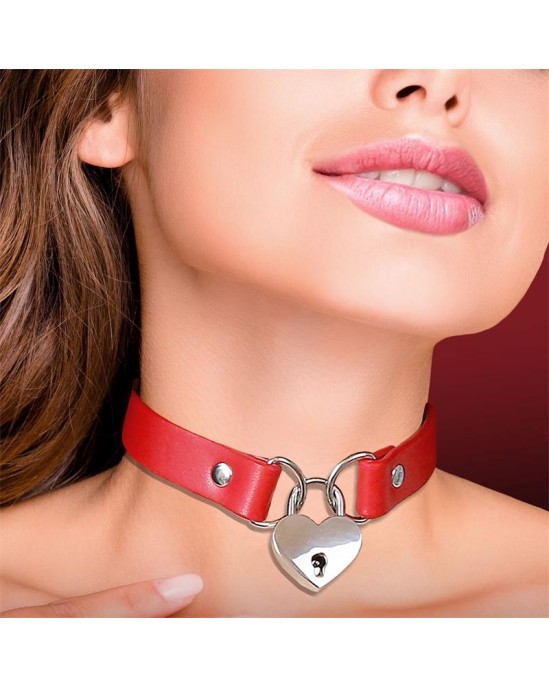 Cinderella Collar with Heart Lock Vegan Leather One Size