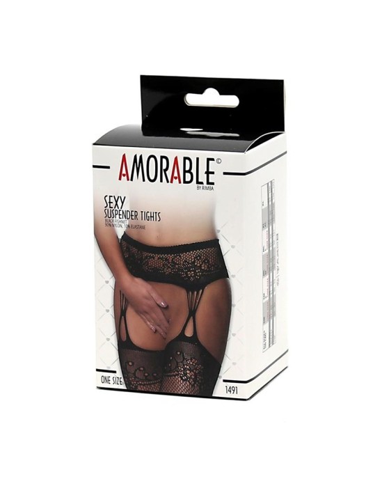 Amorable Suspender Tights Black One Size