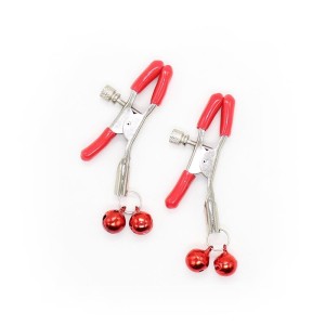 Latetobed Bdsm Line Nipple Clamp with Bell Metal Red