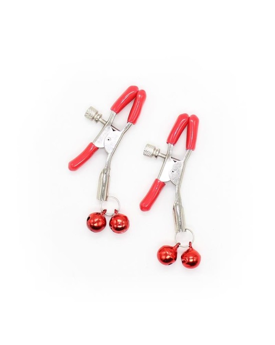 Latetobed Bdsm Line Nipple Clamp with Bell Metal Red