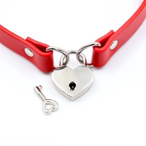 Cinderella Collar with Heart Lock Vegan Leather One Size