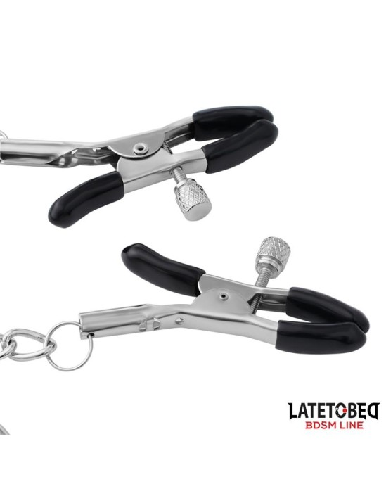 Latetobed Bdsm Line Nipple clamps with Chain - Slut