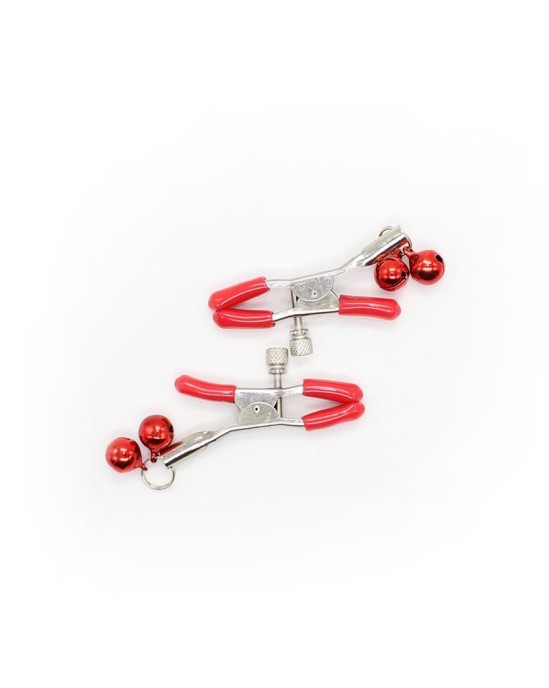 Latetobed Bdsm Line Nipple Clamp with Bell Metal Red