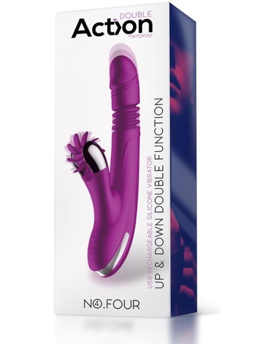 Action Nr. Četri uz augšu un uz leju vibrators ar rotējošu riteni