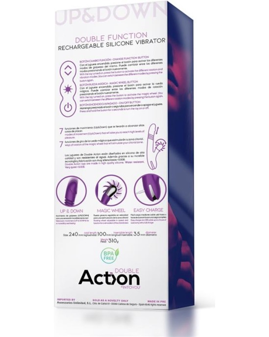 Action Nr. Četri uz augšu un uz leju vibrators ar rotējošu riteni