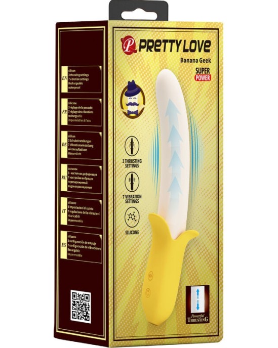 Pretty Love BANANA GEEK SUPER POWER 7 ВИБРАЦИИ ВВЕРХ И ВНИЗ СИЛИКОН ЧЕРНЫЙ