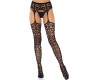 Leg Avenue Hosiery LEG AVENUE SCROLL LACE GARTER BELT STOCKINGS ONE SIZE