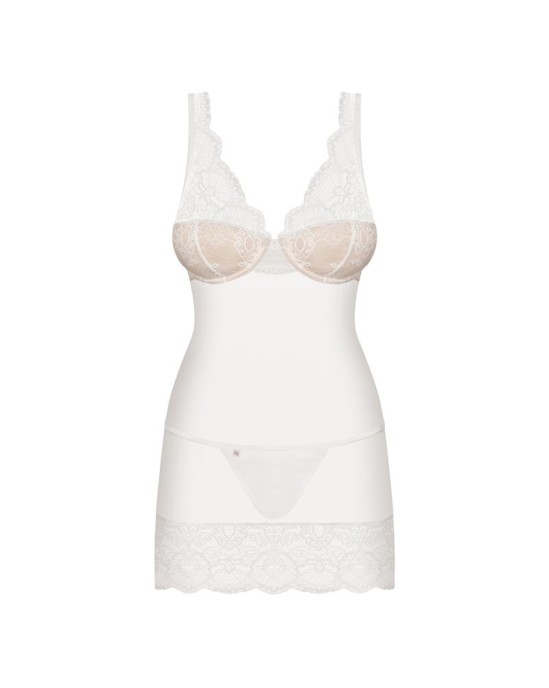 Obsessive 853-CHE-2 Chemise AND Thong White