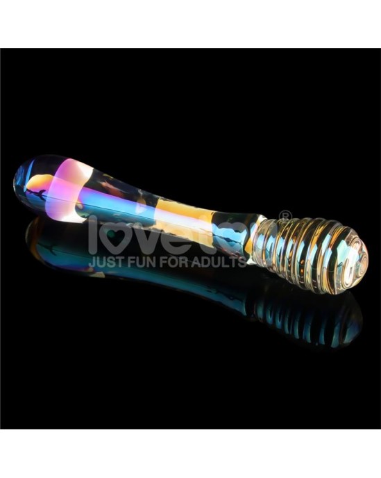 Lovetoy Glow in Dark Glass Dildo Twilight Gleam Twin Pleasures