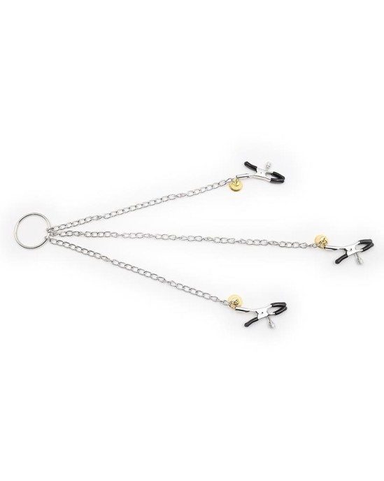 Latetobed Bdsm Line Nipple Clamps and Clit Clamps with Chain Metal