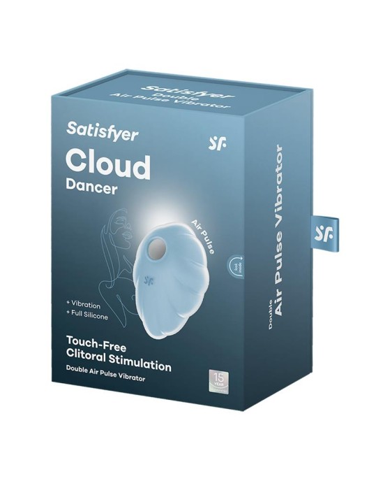 Satisfyer Cloud Dancer, сосет клитор и вибрирует синим