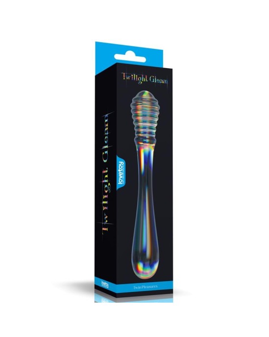 Lovetoy Glow in Dark Glass Dildo Twilight Gleam Twin Pleasures