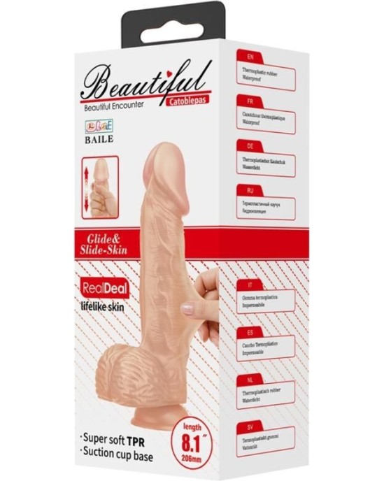 Baile Dildos SKAISTS IEKĀRTAS CATOBLEPAS FLEXIBLE REĀLISTS DILDO 20,6 CM - NATURAL