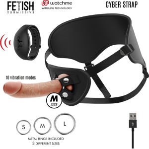 Fetish Submissive Cyber Strap IEKĀRTAS AR TĀLVADĪBAS PULTS DILDO WATCHME M TEHNOLOĢIJU