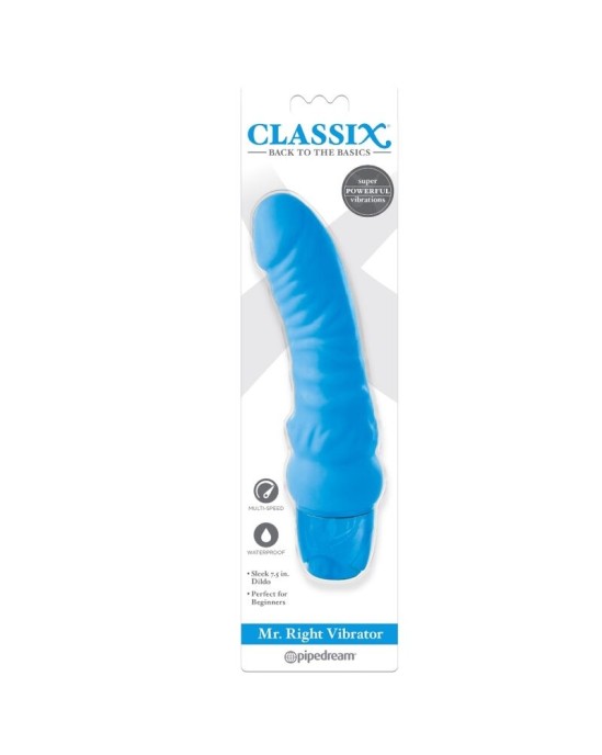 Classix VIBRĒJOŠS DILDO MR. LABAIS MULTI-ĀTRUMS 15,5 CM ZILS