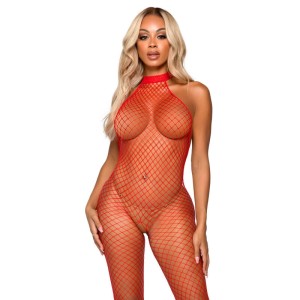 Le Frivole Bodystockings LEG AVENUE RACER NECK BODYSTOCKING VIENS IZMĒRS - SARKANS