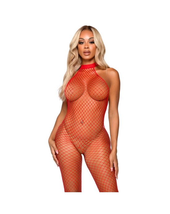 Le Frivole Bodystockings LEG AVENUE RACER NECK BODYSTOCKING VIENS IZMĒRS - SARKANS