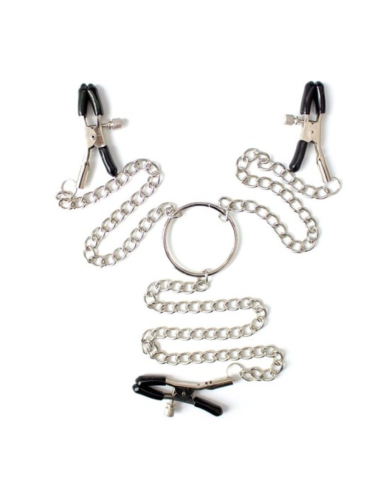 Latetobed Bdsm Line Nipple Clamps and Clit Clamps with Chain Metal