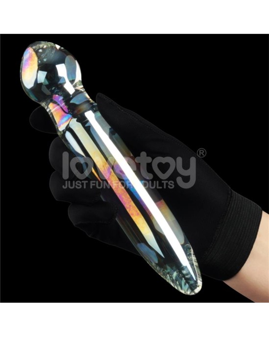 Lovetoy Glow in the Dark Glass Dildo Twilight Gleam Prism Glass