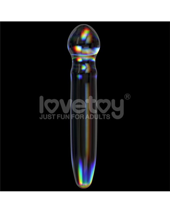 Lovetoy Glow in the Dark Glass Dildo Twilight Gleam Prism Glass